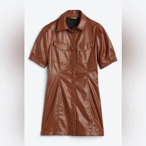 Noisy May Pushy PU Brown dress